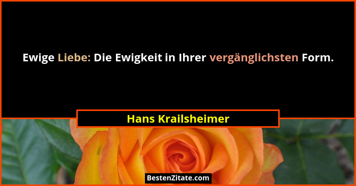Ewige Liebe: Die Ewigkeit in Ihrer vergänglichsten Form.... - Hans Krailsheimer