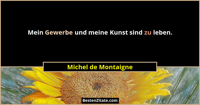 Mein Gewerbe und meine Kunst sind zu leben.... - Michel de Montaigne