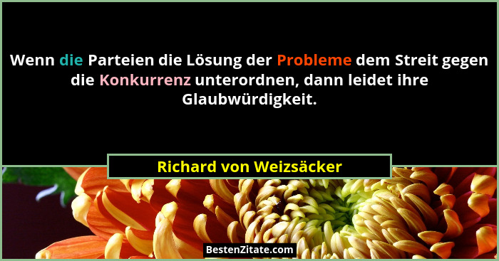 Wenn die Parteien die Lösung der Probleme dem Streit gegen die Konkurrenz unterordnen, dann leidet ihre Glaubwürdigkeit.... - Richard von Weizsäcker