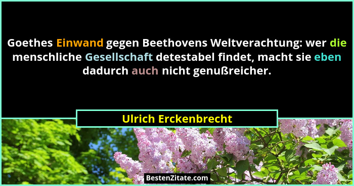 Goethes Einwand gegen Beethovens Weltverachtung: wer die menschliche Gesellschaft detestabel findet, macht sie eben dadurch auch... - Ulrich Erckenbrecht