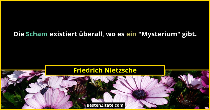 Die Scham existiert überall, wo es ein "Mysterium" gibt.... - Friedrich Nietzsche