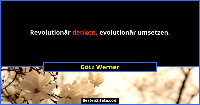 Revolutionär denken, evolutionär umsetzen.... - Götz Werner