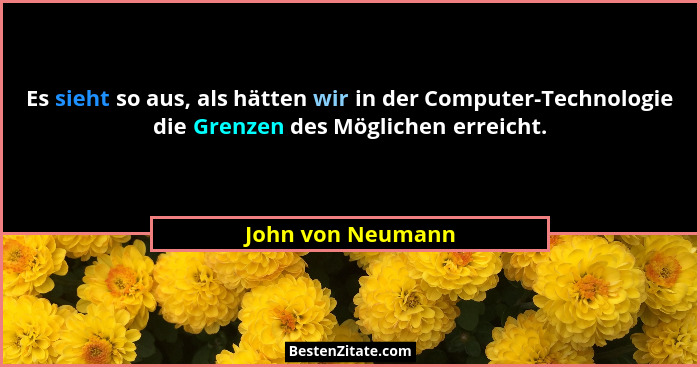 Es sieht so aus, als hätten wir in der Computer-Technologie die Grenzen des Möglichen erreicht.... - John von Neumann