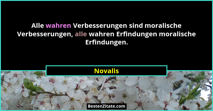 Alle wahren Verbesserungen sind moralische Verbesserungen, alle wahren Erfindungen moralische Erfindungen.... - Novalis