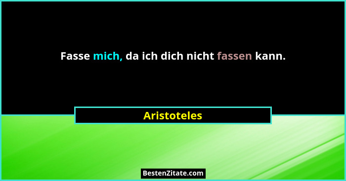Fasse mich, da ich dich nicht fassen kann.... - Aristoteles