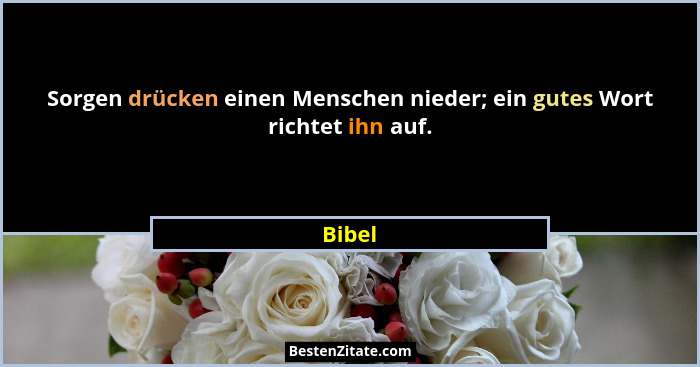 Sorgen drücken einen Menschen nieder; ein gutes Wort richtet ihn auf.... - Bibel