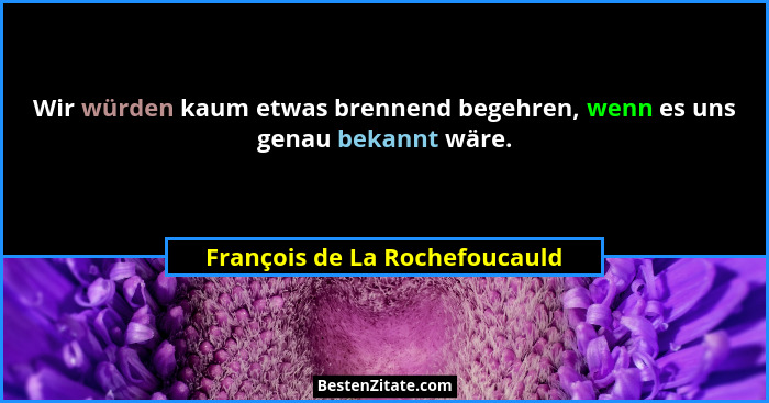 Wir würden kaum etwas brennend begehren, wenn es uns genau bekannt wäre.... - François de La Rochefoucauld