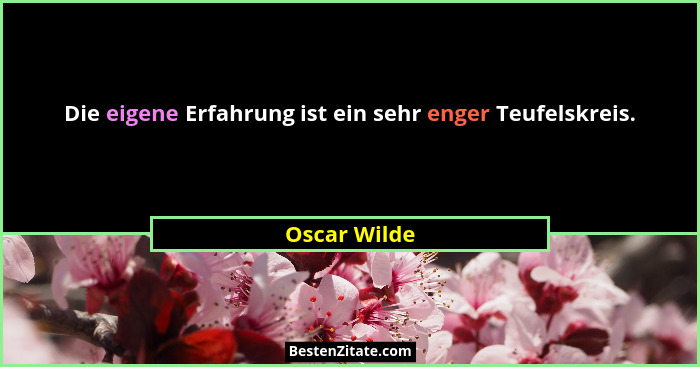Die eigene Erfahrung ist ein sehr enger Teufelskreis.... - Oscar Wilde