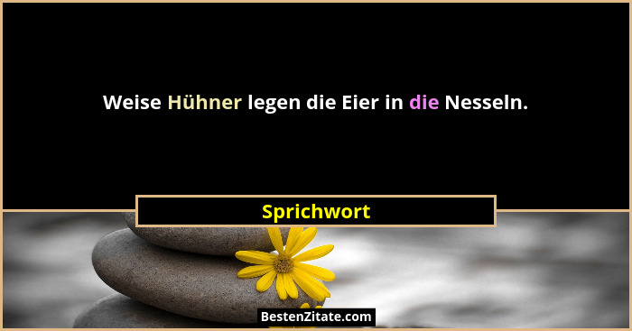Weise Hühner legen die Eier in die Nesseln.... - Sprichwort