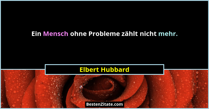 Ein Mensch ohne Probleme zählt nicht mehr.... - Elbert Hubbard