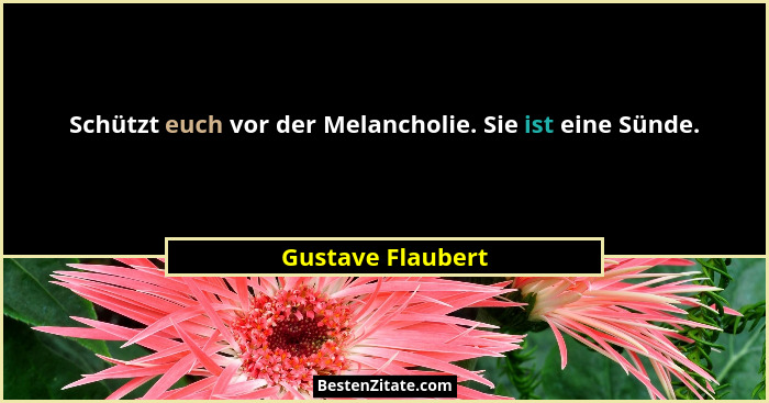 Schützt euch vor der Melancholie. Sie ist eine Sünde.... - Gustave Flaubert