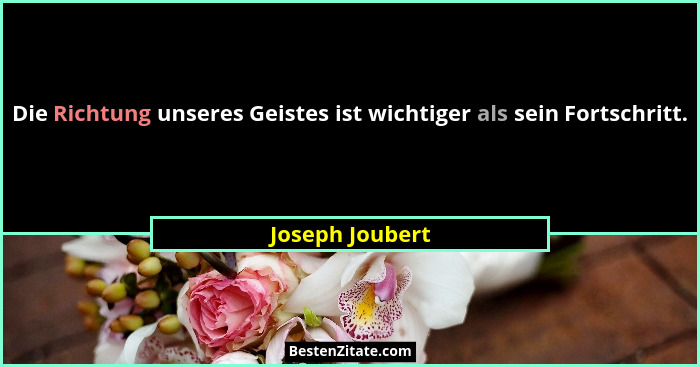 Die Richtung unseres Geistes ist wichtiger als sein Fortschritt.... - Joseph Joubert