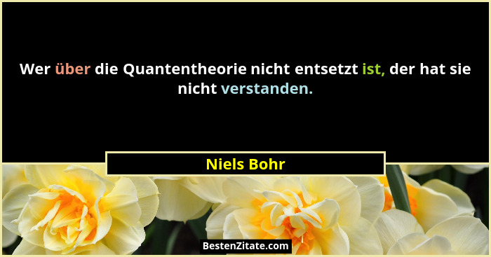Wer über die Quantentheorie nicht entsetzt ist, der hat sie nicht verstanden.... - Niels Bohr