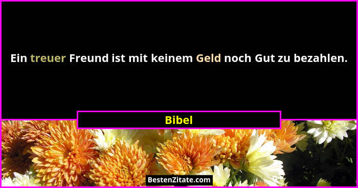 Ein treuer Freund ist mit keinem Geld noch Gut zu bezahlen.... - Bibel