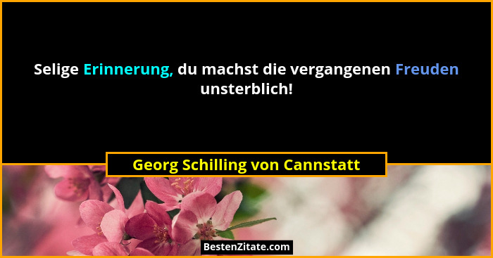 Selige Erinnerung, du machst die vergangenen Freuden unsterblich!... - Georg Schilling von Cannstatt