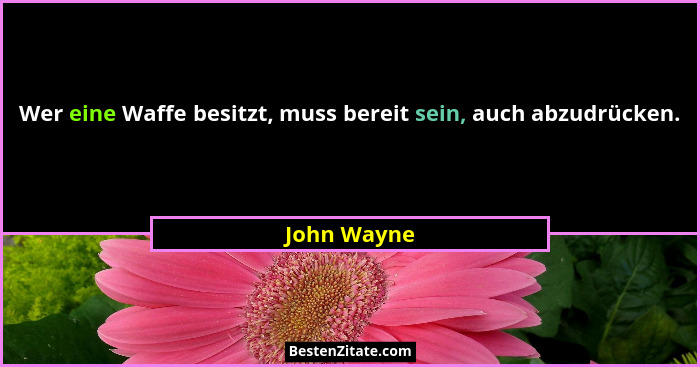 Wer eine Waffe besitzt, muss bereit sein, auch abzudrücken.... - John Wayne