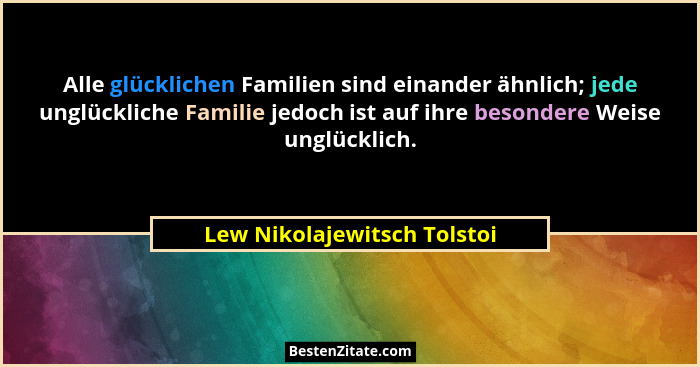 Alle glücklichen Familien sind einander ähnlich; jede unglückliche Familie jedoch ist auf ihre besondere Weise unglücklic... - Lew Nikolajewitsch Tolstoi