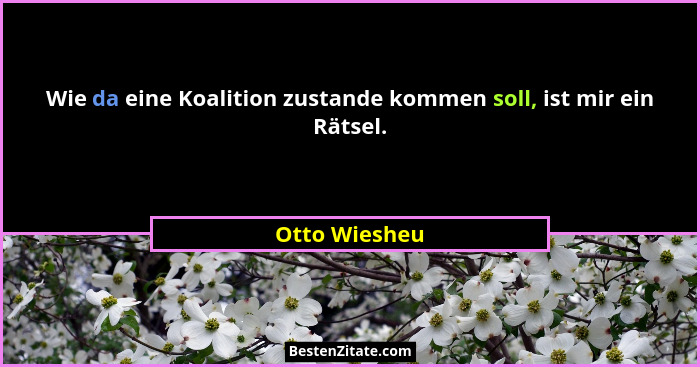Wie da eine Koalition zustande kommen soll, ist mir ein Rätsel.... - Otto Wiesheu