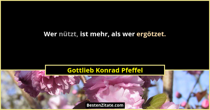 Wer nützt, ist mehr, als wer ergötzet.... - Gottlieb Konrad Pfeffel