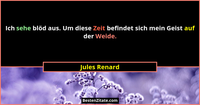 Ich sehe blöd aus. Um diese Zeit befindet sich mein Geist auf der Weide.... - Jules Renard
