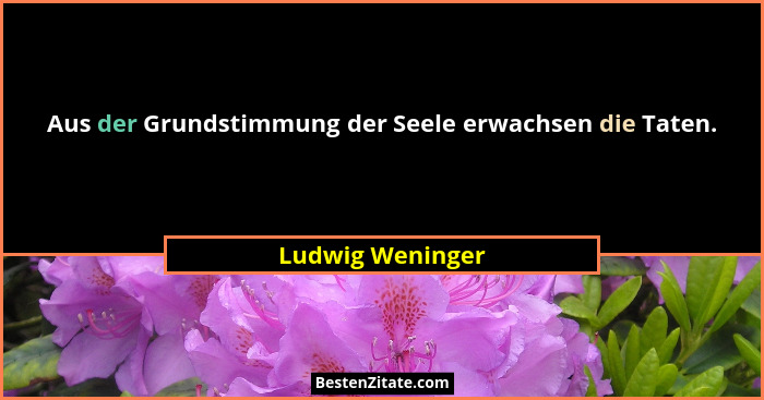 Aus der Grundstimmung der Seele erwachsen die Taten.... - Ludwig Weninger
