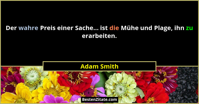 Der wahre Preis einer Sache... ist die Mühe und Plage, ihn zu erarbeiten.... - Adam Smith