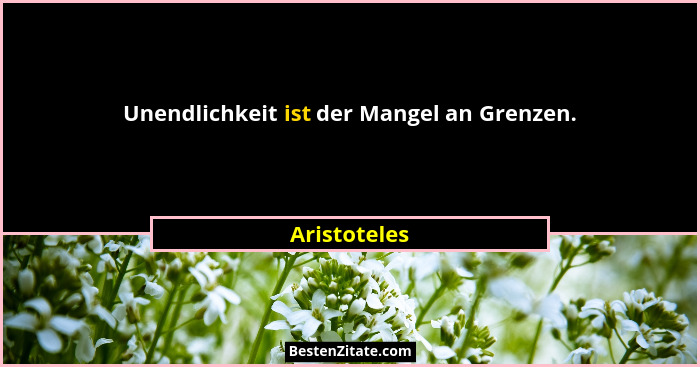Unendlichkeit ist der Mangel an Grenzen.... - Aristoteles