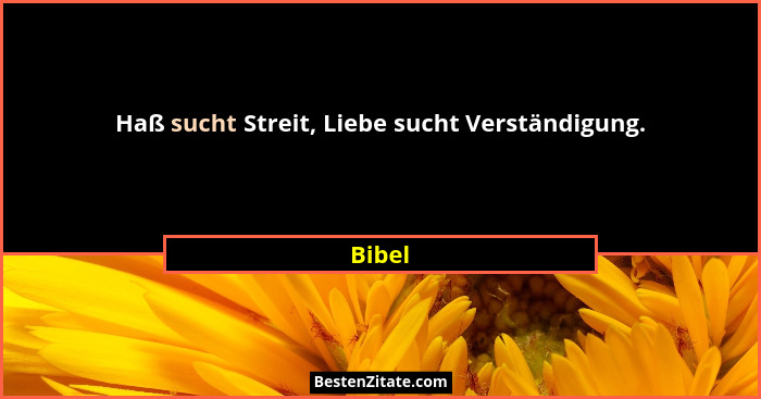 Haß sucht Streit, Liebe sucht Verständigung.... - Bibel