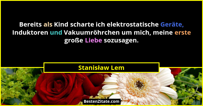 Bereits als Kind scharte ich elektrostatische Geräte, Induktoren und Vakuumröhrchen um mich, meine erste große Liebe sozusagen.... - Stanisław Lem