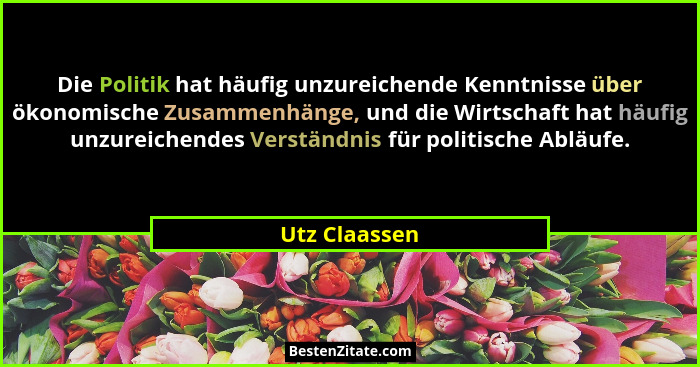 Die Politik hat häufig unzureichende Kenntnisse über ökonomische Zusammenhänge, und die Wirtschaft hat häufig unzureichendes Verständni... - Utz Claassen