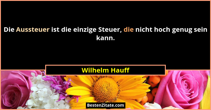 Die Aussteuer ist die einzige Steuer, die nicht hoch genug sein kann.... - Wilhelm Hauff
