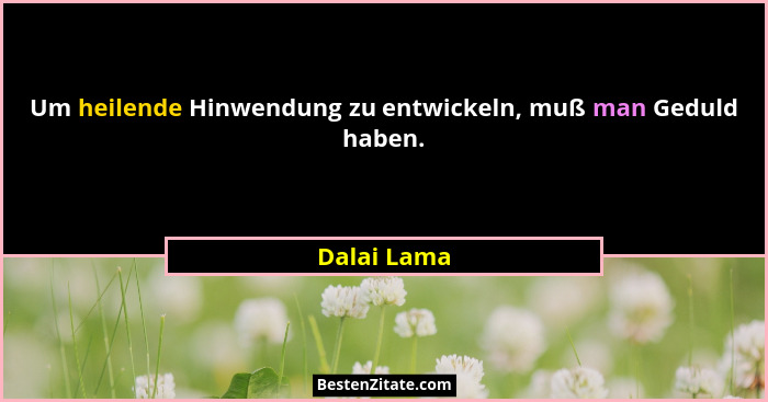 Um heilende Hinwendung zu entwickeln, muß man Geduld haben.... - Dalai Lama