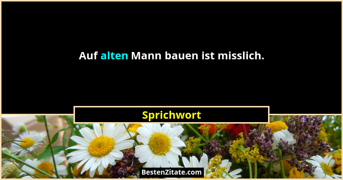 Auf alten Mann bauen ist misslich.... - Sprichwort
