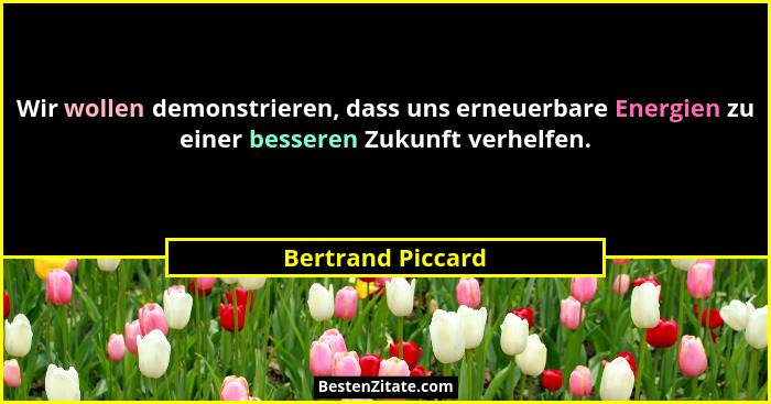 Wir wollen demonstrieren, dass uns erneuerbare Energien zu einer besseren Zukunft verhelfen.... - Bertrand Piccard