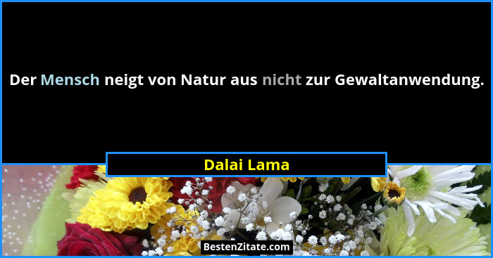 Der Mensch neigt von Natur aus nicht zur Gewaltanwendung.... - Dalai Lama