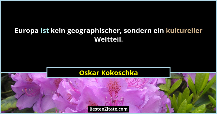 Europa ist kein geographischer, sondern ein kultureller Weltteil.... - Oskar Kokoschka