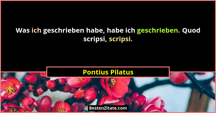 Was ich geschrieben habe, habe ich geschrieben. Quod scripsi, scripsi.... - Pontius Pilatus