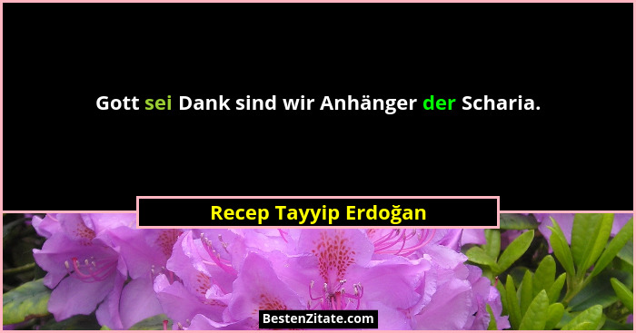Gott sei Dank sind wir Anhänger der Scharia.... - Recep Tayyip Erdoğan