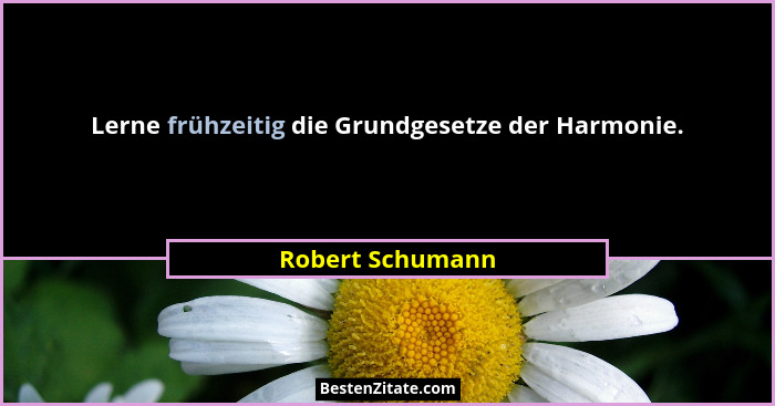 Lerne frühzeitig die Grundgesetze der Harmonie.... - Robert Schumann