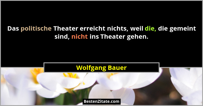Das politische Theater erreicht nichts, weil die, die gemeint sind, nicht ins Theater gehen.... - Wolfgang Bauer