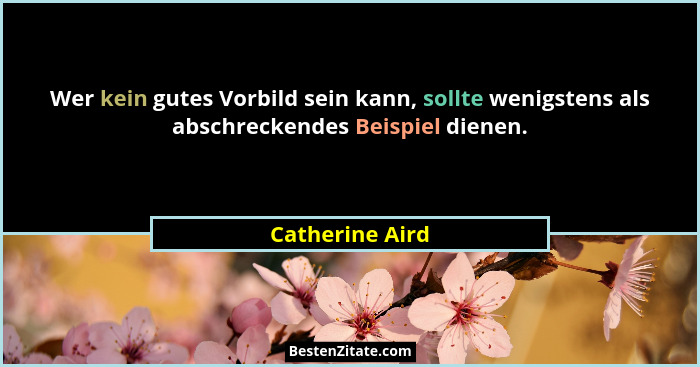 Wer kein gutes Vorbild sein kann, sollte wenigstens als abschreckendes Beispiel dienen.... - Catherine Aird