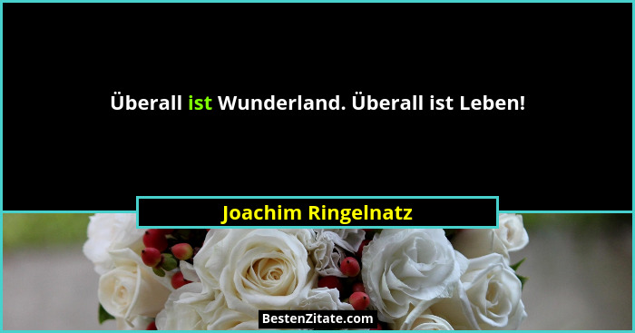 Überall ist Wunderland. Überall ist Leben!... - Joachim Ringelnatz