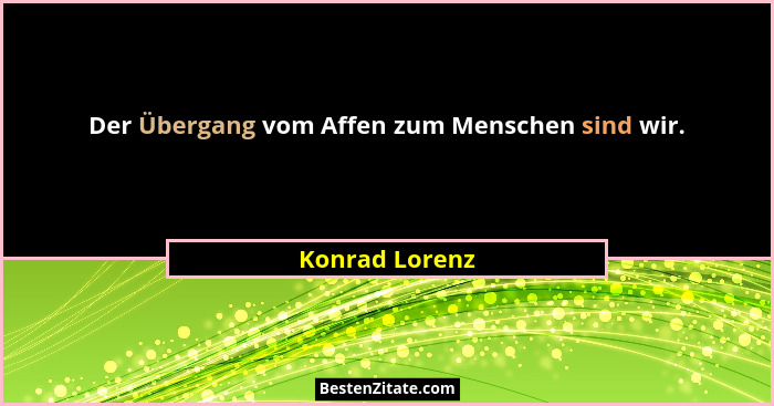 Der Übergang vom Affen zum Menschen sind wir.... - Konrad Lorenz