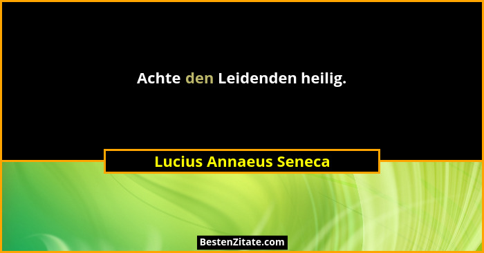 Achte den Leidenden heilig.... - Lucius Annaeus Seneca