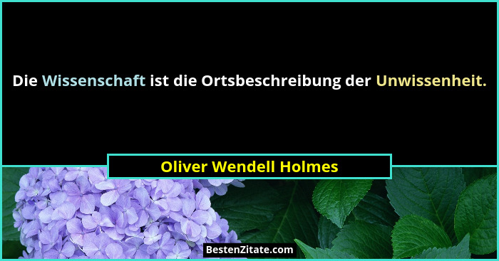 Die Wissenschaft ist die Ortsbeschreibung der Unwissenheit.... - Oliver Wendell Holmes