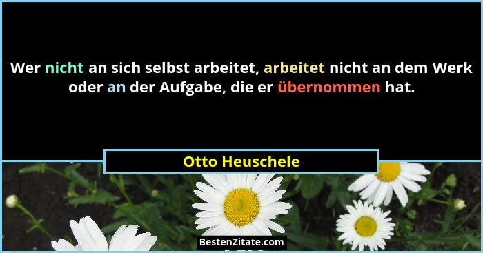 Wer nicht an sich selbst arbeitet, arbeitet nicht an dem Werk oder an der Aufgabe, die er übernommen hat.... - Otto Heuschele
