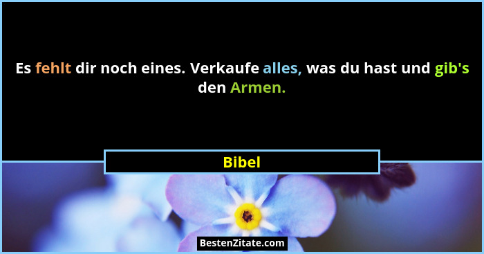 Es fehlt dir noch eines. Verkaufe alles, was du hast und gib's den Armen.... - Bibel