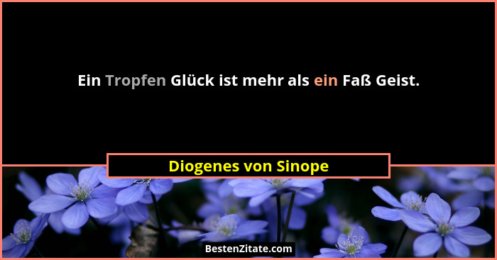 Ein Tropfen Glück ist mehr als ein Faß Geist.... - Diogenes von Sinope
