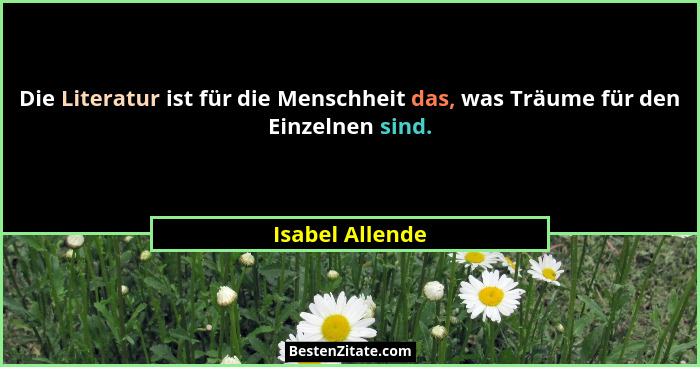 Die Literatur ist für die Menschheit das, was Träume für den Einzelnen sind.... - Isabel Allende