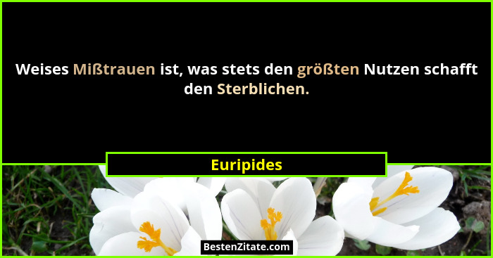 Weises Mißtrauen ist, was stets den größten Nutzen schafft den Sterblichen.... - Euripides